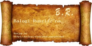 Balogi Ruszlána névjegykártya